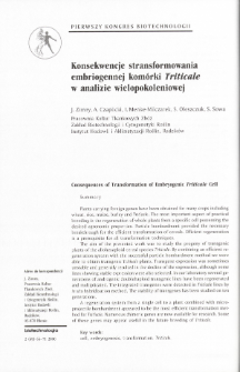 Consequences of Transformation of Embryogenic Triticale Cell