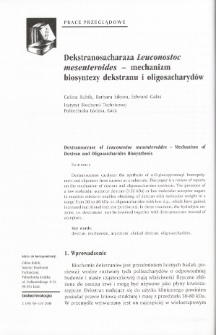 Dekstranosacharaza Leuconostoc mesenteroides - mechanizm biosyntezy dekstranu i oligosacharydów