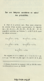 Sur une int&eacute;grale consid&eacute;r&eacute;e en calcul des probabilit&eacute;s