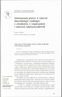 Legal aspects of biotechnology related to Polish membership in international organization