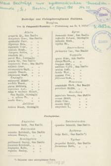 Beitr&auml;ge zur Coleopterenfauna Italiens : [Fortsetzung aus Nr 9, 1917 - Schlu&szlig; aus Nr 12]