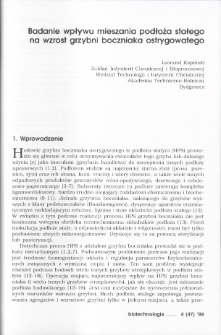 Badanie wpływu mieszania podłoża stałego na wzrost grzybni boczniaka ostrygowatego