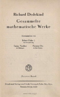 Gesammelte mathematische Werke. 3er Bd. /Spis treści i dodatki