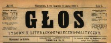 Głos : tygodnik literacko-społeczno-polityczny 1890 N.27