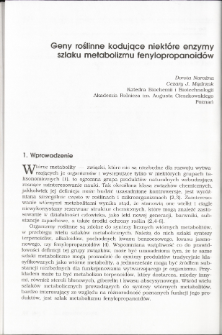 Geny roślinne kodujące niektóre enzymy szlaku metabolizmu fenylopropanoidów