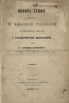 Obrona Żyd&oacute;w zamieszkałych w krajach polskich od niesłusznych zarzut&oacute;w i fałszywych oskarżeń