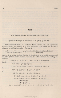 On Aronhold's integration-formula