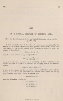 On a special surface of minimum area