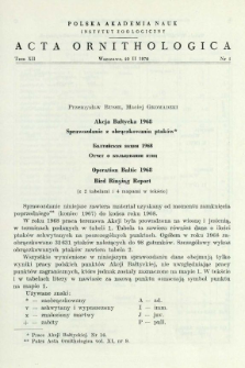 Akcja Bałtycka 1968, Sprawozdanie z obrączkowania ptaków