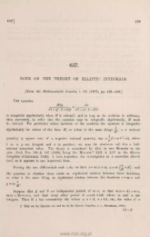 Note on the theory of elliptic integrals