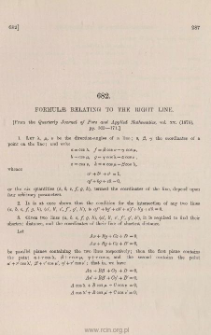 Formulae relating to the right line