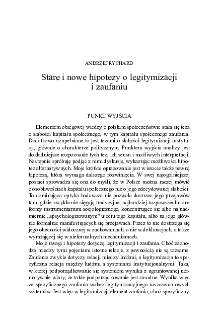 Stare i nowe hipotezy o legitymizacji i zaufaniu