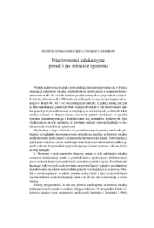 Nier&oacute;wności edukacyjne przed i po zmianie systemu