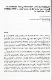 Skuteczność wykrywania RNA wirusa pryszczycy metodą PCR w zależności od starter&oacute;w używanych do syntezy cDNA