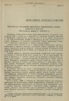 Sympozjum na temat czynnik&oacute;w regulujących rozw&oacute;j populacji glon&oacute;w (Windermere, Anglia, 17-23 IX 1970 r.)