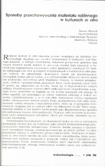 Sposoby przechowywania materiału roślinnego w kulturach in vitro