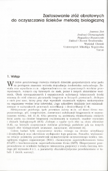 Zastosowanie zł&oacute;ż obrotowych do oczyszczania ściek&oacute;w metodą biologiczną