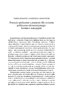 Pozycja społeczna a poparcie dla systemu polityczno-ekonomicznego: kontekst europejski