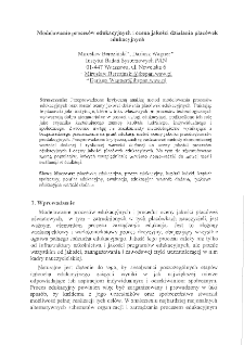 Modelowanie proces&oacute;w edukacyjnych i ocena jakości działania plac&oacute;wek edukacyjnych