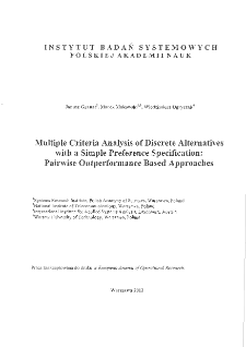 Multiple criteria analysis of discrete alternatives with a simple preference specification: pairwise outperformance based approaches