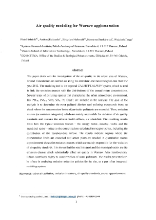 Air Quality Modeling for Warsaw Agglomeration
