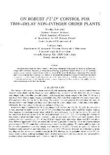 On robust PIλDμ control for time-delay non-integer order plants