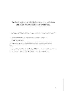 Intake Fraction Variability between Air Pollution Emission Sources Inside an Urban Area