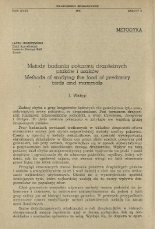 Metody badania pokarmu drapieżnych ptak&oacute;w i ssak&oacute;w