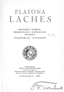 Laches / Platona ; przeł., wstępem, objaśn. i il. opatrzył Władysław Witwicki.
