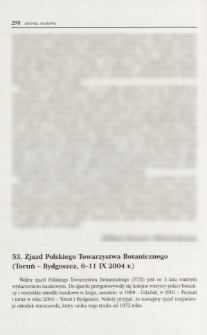 53. Zjazd Polskiego Towarzystwa Botanicznego (Toruń - Bydgoszcz, 6-11 IX 2004 r.)