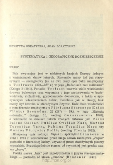Systematics and geographic distribution
