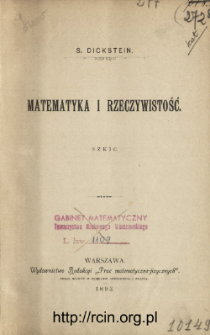 Matematyka i rzeczywistość : szkic