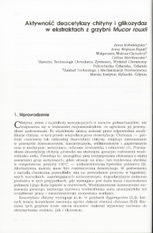 Aktywność deacetylazy chityny i glikozydaz w ekstraktach z grzybni Mucor rouxii
