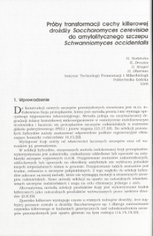 Próby transformacji cechy killerowej drożdży Saccharomyces cerevisiae do amylolitycznego szczepu Schwanniomyces occidentalis