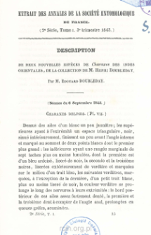 Description de deux nouvelles especes de Charaxes des indes orientales, de la collection de M. Henri Doubleday