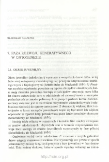 Generative phase in ontogenesis