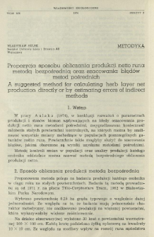 Propozycja sposobu obliczania produkcji netto runa metodą bezpośrednią oraz szacowania błędów metod pośrednich