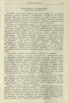 Sesja Nauk o Środowisku (Warszawa, 13 I 1975 r.)
