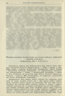 Międzynarodowa konferencja na temat ochrony mokradeł i ptaków wodnych (Heiligenhafen, RFN, 2-6 XII 1974 r.)