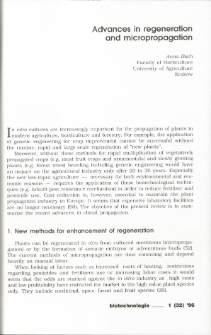 Advances in regeneration and micropropagation