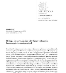 Strategie obrazowania ciała Chrystusa w wybranych barokowych utworach pasyjnych