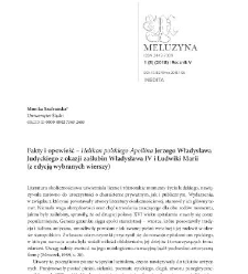 Fakty i opowieść &ndash; "Helikon polskiego Apollina" Jerzego Władysława Judyckiego z okazji zaślubin Władysława IV i Ludwiki Marii (z edycją wybranych wierszy)