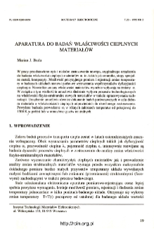 Aparatura do badan właściwości cieplnych materiał&oacute;w = Apparatus and research problems concerning investigations of material thermal properties