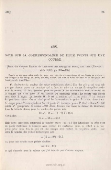 Note sur la correspondance de deux points sur une courbe