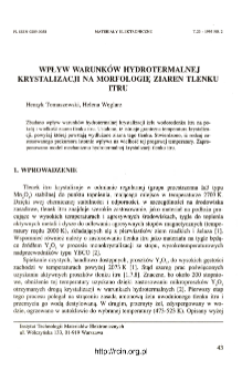 Wpływ warunk&oacute;w hydrotermalnej krystalizacji na morfologię ziaren tlenku itru = Effect of hydrothermal crystallization conditions on morphology of yttria grains