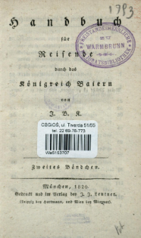 Handbuch f&uuml;r Reisende durch das K&ouml;nigreich Baiern. Bdch. 2