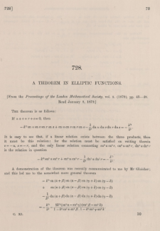 A theorem in elliptic functions