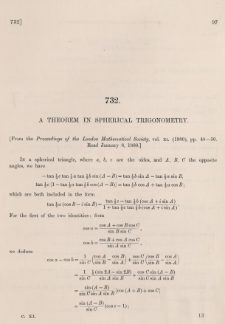 A theorem in spherical trigonometry