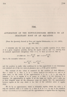 Application of the Newton-Fourier method to an imaginary root of an equation
