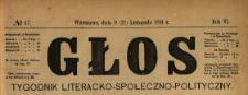 Głos : tygodnik literacko-społeczno-polityczny 1891 N.47